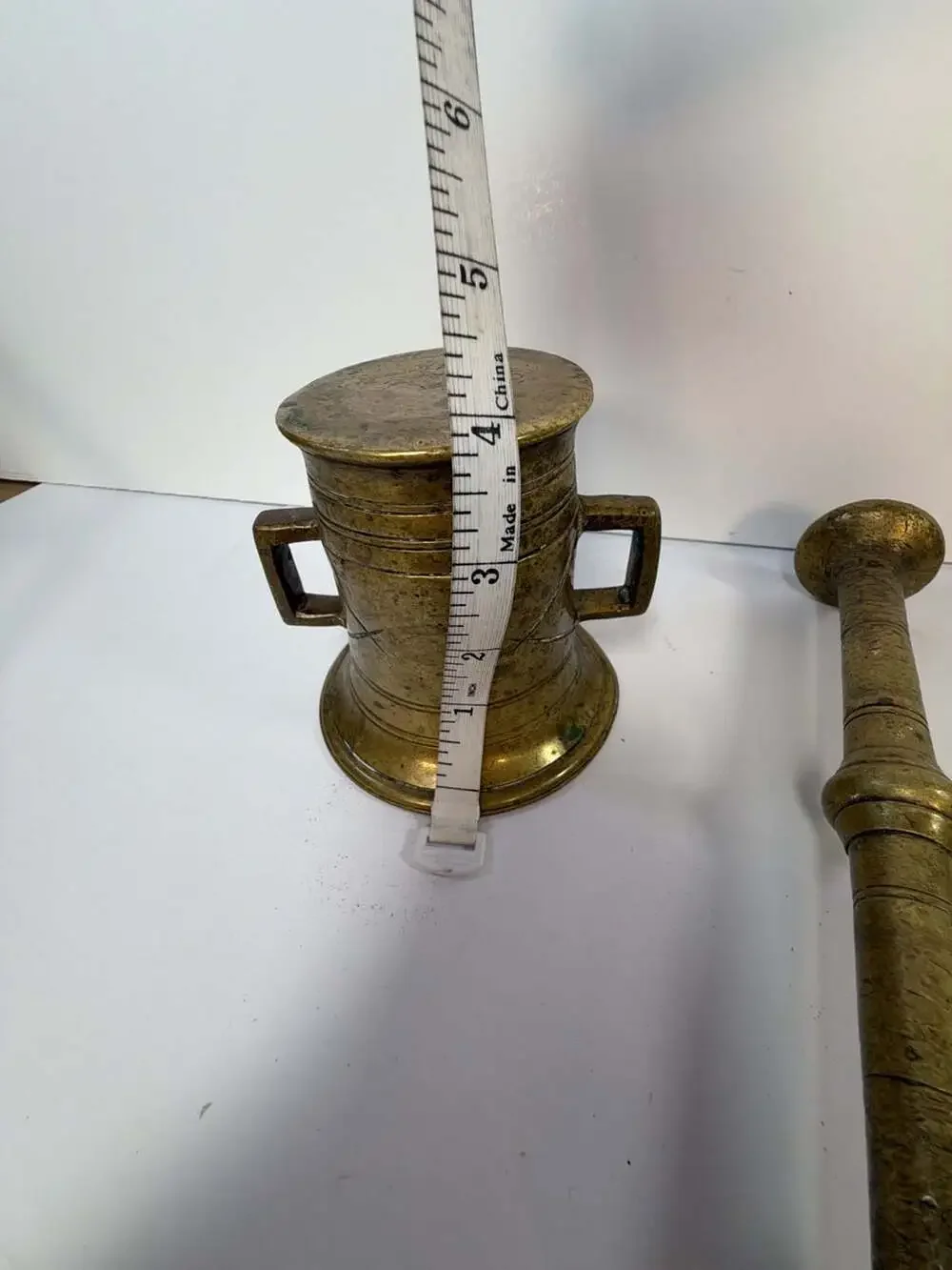 Vintage Solid Brass‎ Mortar and Pestle Set 4.7 lbs